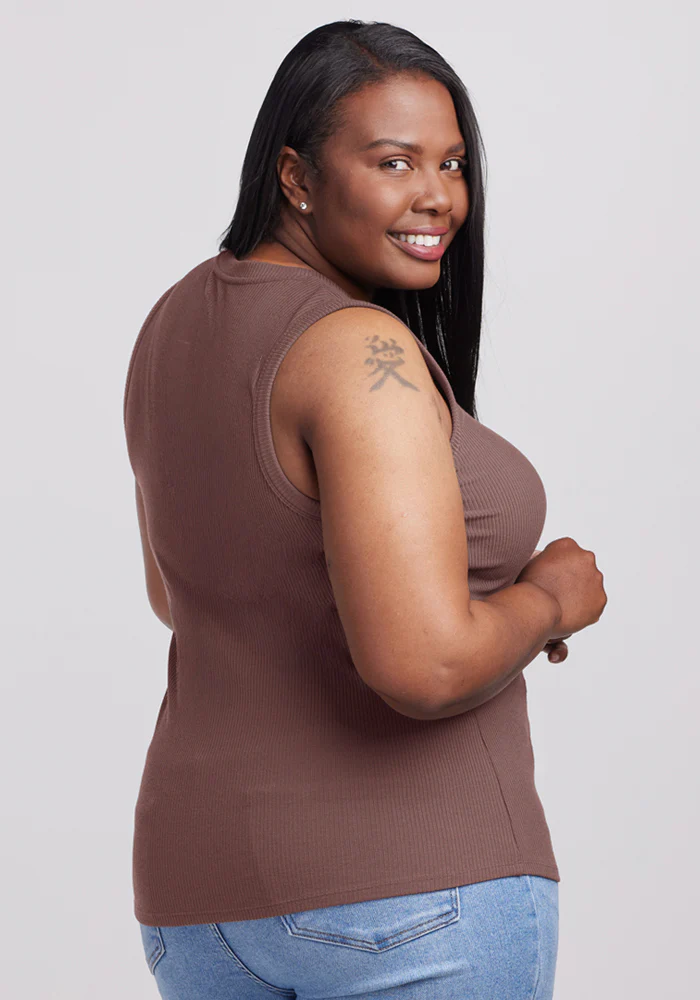Sloane Ribbed Tank - Peppercorn - Image 10