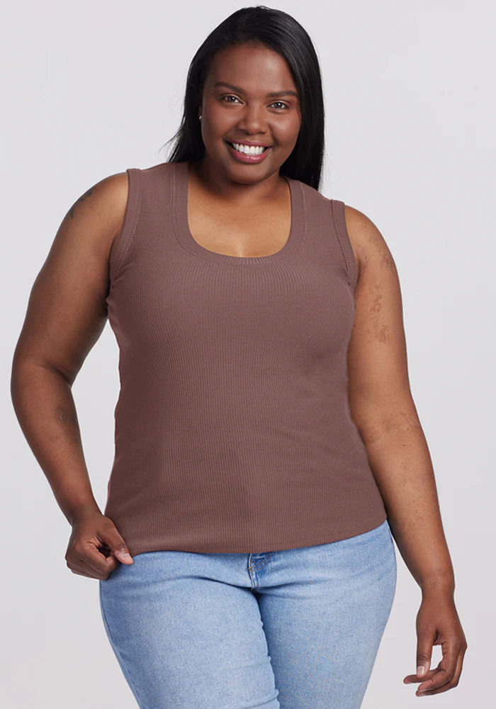 Sloane Ribbed Tank - Peppercorn - Image 6