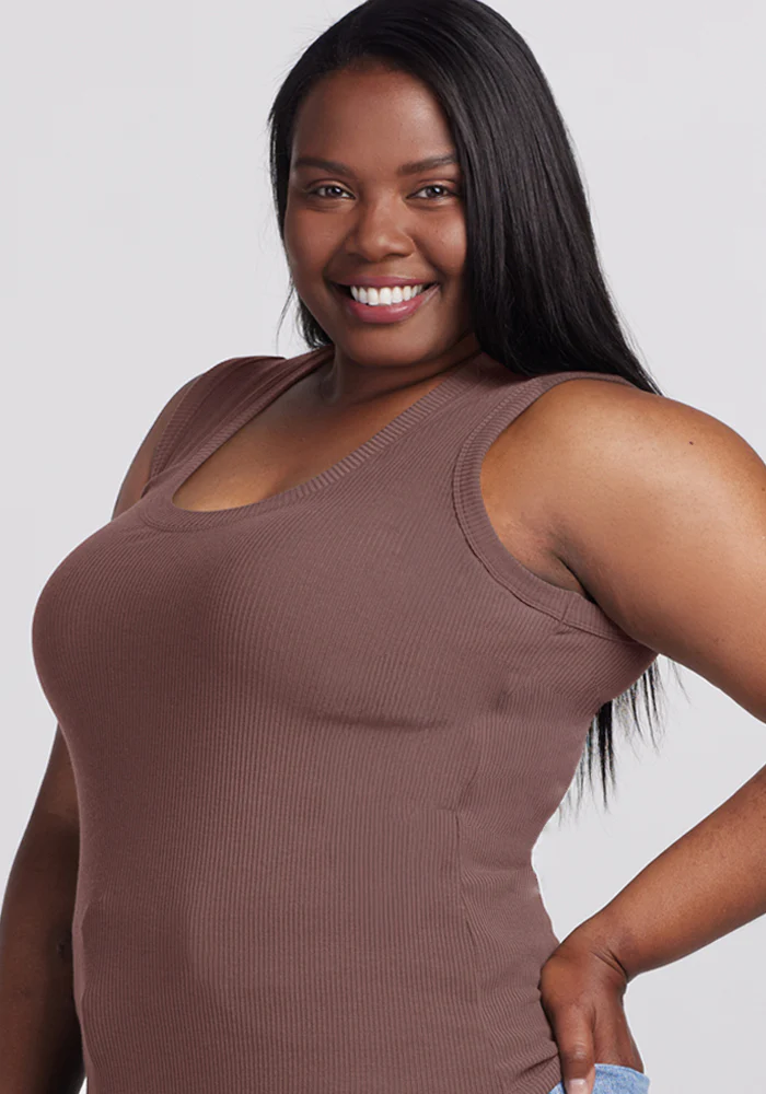 Sloane Ribbed Tank - Peppercorn - Image 7