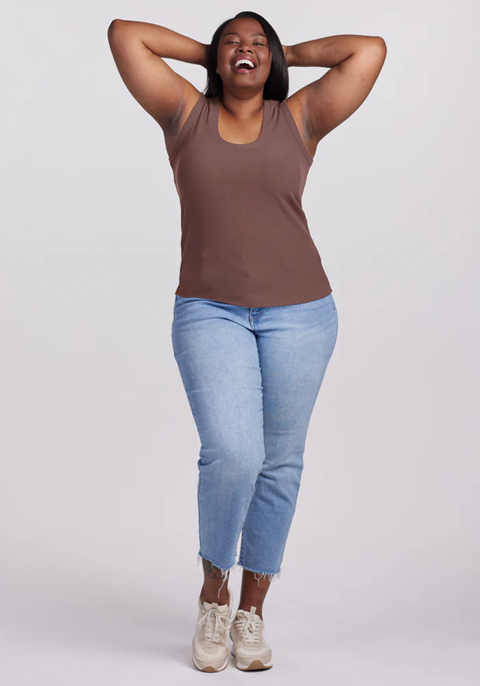 Sloane Ribbed Tank - Peppercorn - Image 9