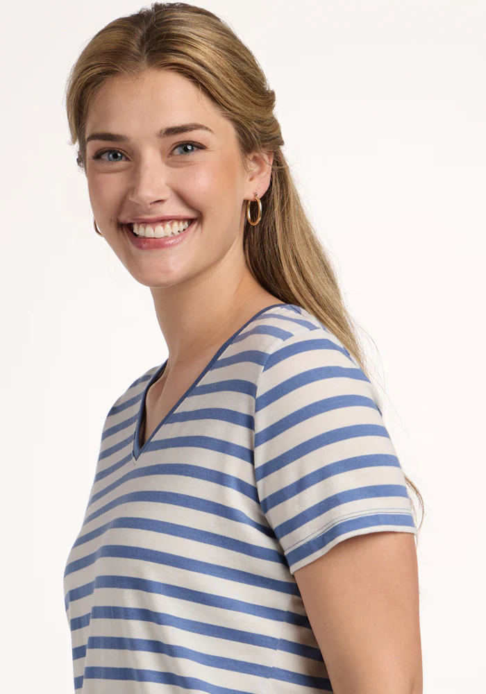 Junie V Neck - Blue Sand Stripe - Image 3