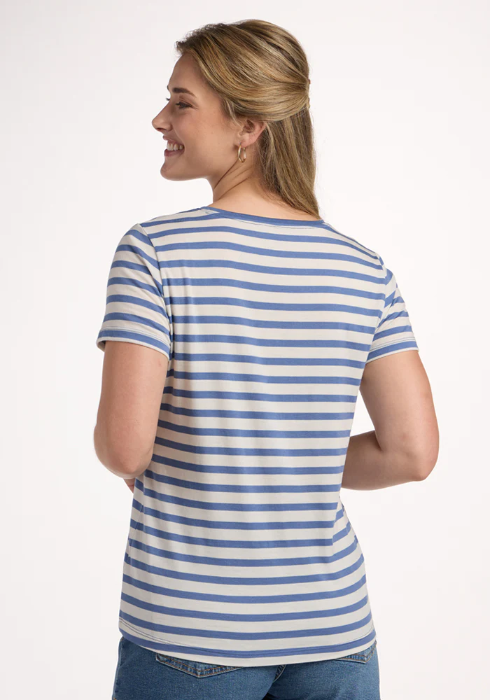 Junie V Neck - Blue Sand Stripe - Image 5