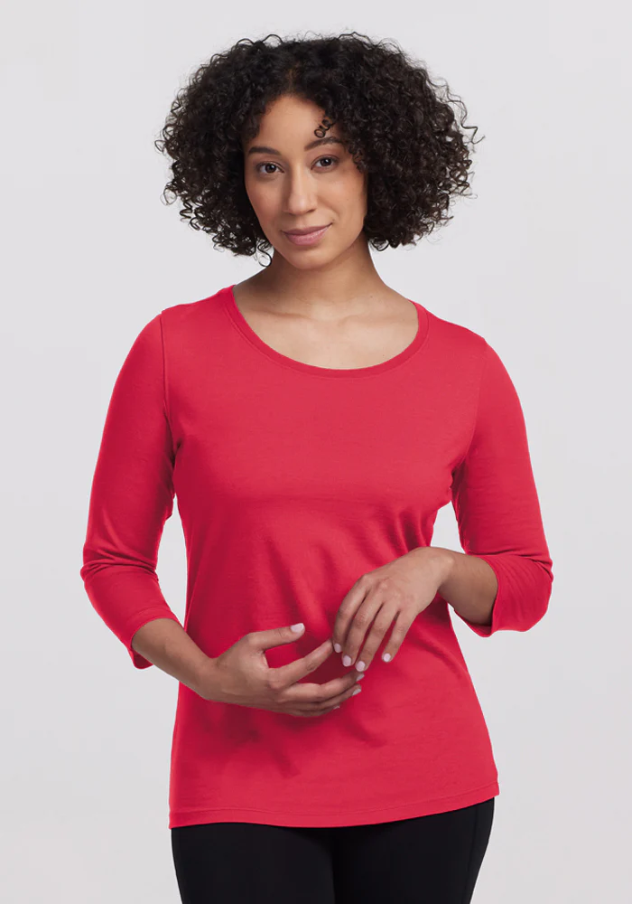 Jenny 3/4 Sleeve Crew Neck - Berry Ice Pop