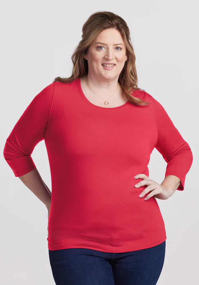 Jenny 3/4 Sleeve Crew Neck - Berry Ice Pop - Image 5