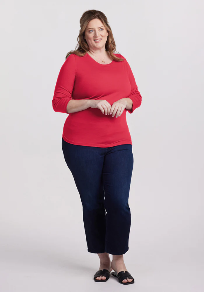 Jenny 3/4 Sleeve Crew Neck - Berry Ice Pop - Image 9